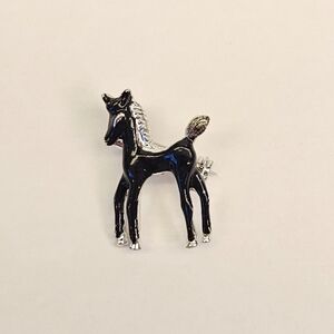 Black and Silver Horse Brooch